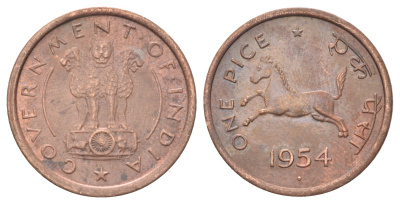 Индия 1 пайс 1954 KM 1.4 бронза aUNC 4708-664