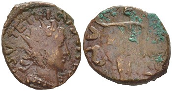 Римская Империя, императоры в Галлии антониниан 273 - 274 Тетрик II, локальная чеканка в Галлии RIC биллон 1073-24-51