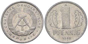 ГДР 1 пфенниг 1982 А KM 8.2 алюминий 4623-438