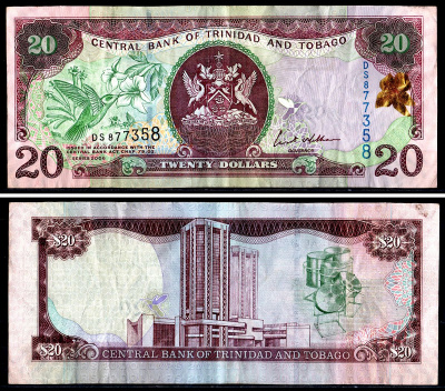 Тринидад и Тобаго 20 долларов 2006 Pick 49a бумага 3295-17-2-1