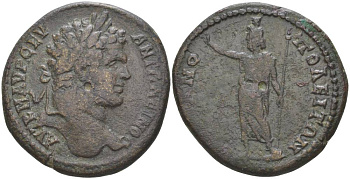 Римская Империя, Провинция Фракия, Адрианополь АЕ 198 - 217 Каракалла, бюст императора / Зевс, 11,57 гр медь 1073-22-74