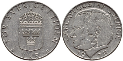 Швеция 1 крона 1978 Карл XVI Густав (1973- ) KM 852 медь плакированная медно-никелем 56-516