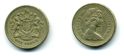 Великобритания 1 фунт 1983 Елизавета II (1952-2022) KM 933, Spink 4221 никель латунь 35-347