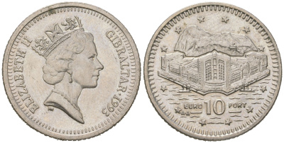 Гибралтар 10 пенсов 1993 KM 112 медно-никель UNC 4620-133