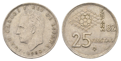 Испания 25 песет 1980 Хуан Карлос I (1975-2014) KM 818 медно-никель 4633-945