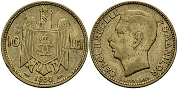 Румыния 10 леев 1930 Кароль II (1930-1940) KM 49 никель латунь 4519-131