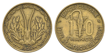 Западная Африка (BCEAO) 10 франков 1959 KM 1 медь алюминий 4150-1152
