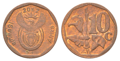 ЮАР 10 центов 2012 сталь плакированная медью 4627-1019