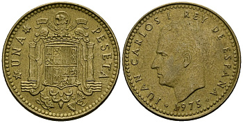 Испания 1 песета 1975 (80) Хуан Карлос I (1975-2014) KM 806 алюминиевая бронза 27-1217