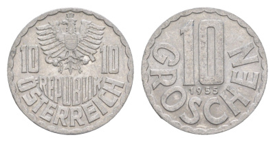 Австрия 10 грошей 1955 KM 2878 алюминий 4576-926