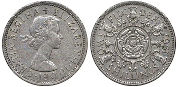 Великобритания 2 шиллинга (флорин) 1967 Елизавета II (1952-2022) KM 906, Spink 4146 медно-никель 4131-612
