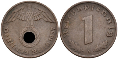 Германия 1 рейхспфенниг 1937 A, KM 89 бронза 96-816