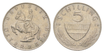 Австрия 5 шиллингов 1979 KM 2889a медно-никель 4551-525