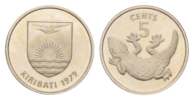 Кирибати 5 центов 1979 год-тип, не магнитный KM 3 медно-никель PROOF 413-2735