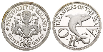 Силенд 1 доллар 1994 Рой I, тираж 20.000 экземпляров X 9 серебро PROOF 1521-841