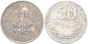 ПОЛЬША 50 ГРОШЕЙ 1973 MW KM 48.1 алюминий 68-345