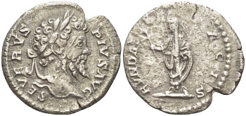 Римская Империя денарий 201 Септимий Север, SEVERVS PIVS AVG / FVNDATOR PACIS, Рим, Good Very fine /Very fine RIC 265 серебро 1073-6-77