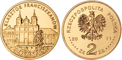 Польша 2 злотых 2011 MW, серия польские города, Познань (Poznan) KM 794 нордик UNC 4676-837