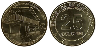 Коста-Рика 25 колонов 2023 серия провинции, Гуанакасте KM NEW медь никель цинк  UNC  M74-04