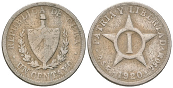 Куба 1 сентаво 1920 KM 9.1, JMA 3, Y 3 медно-никель 4611-618