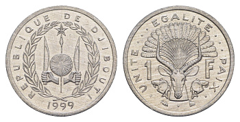 Джибути 1 франк 1999 KM 20 алюминий UNC 4652-1012