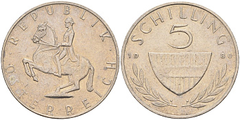 Австрия 5 шиллингов 1980 KM 2889a медно-никель 4116-954