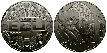 НИДЕРЛАНДЫ 10 ЭКЮ 1991 ЭРАЗМ РОТТЕРДАМСКИЙ медно-никель UNC 1077-4-61