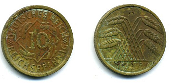 ГЕРМАНИЯ 10 РЕЙХСПФЕННИГОВ 1932 A 56-954