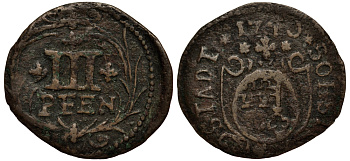 Соест 3 пфеннига 1740 KM 31 медь 413-2931