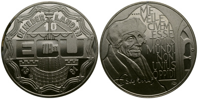 Нидерланды 10 экю 1991 Эразм Роттердамский медно-никель UNC 1077-4-61