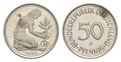 Германия 50 пфеннигов 1990 J KM 109.2, J. 384a медно-никель 4632-924