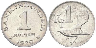 Индонезия 1 рупия 1970 птичка KM 20 алюминий aUNC 4189-851