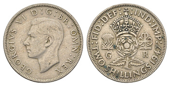 Великобритания 2 шиллинга (флорин) 1947 Георг VI (1936-1952) KM 865, Spink 4102 медно-никель 4663-243