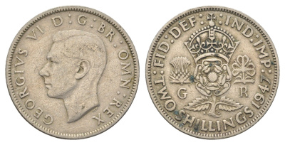 Великобритания 2 шиллинга (флорин) 1947 Георг VI (1936-1952) KM 865, Spink 4102 медно-никель 4663-243