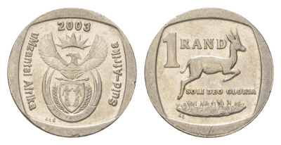 ЮАР 1 ранд 2003 KM 332 медь плакированная никелем 4627-368