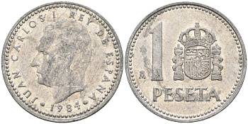 Испания 1 песета 1984 Хуан Карлос I (1975-2014) KM 821 алюминий 4155-457