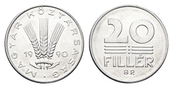 Венгрия 20 филлеров 1990 BP KM 676 алюминий UNC 4668-222