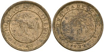 Либерия 1/2 цента 1937 KM 10 латунь 4174-349