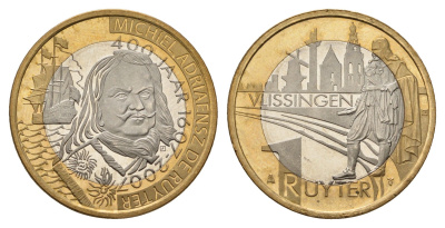 Нидерланды 1 рюйтер 2007 400 лет со дня рождения Михил де Рёйтер (адмирал, командовавший нидерландским флотом в Англо-голландских войнах XVII века) биметалл UNC 4678-614