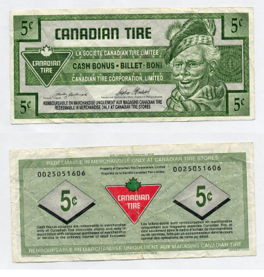 Канада, Canadian Tire 5 центов 1992 шинная компания Canadian Tire, купон на скидку   бумага   7203-10-1-2
