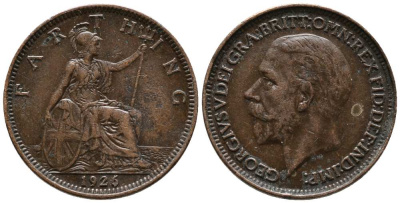 Великобритания 1 фартинг 1936 Георг V (1910-1936) KM 825, Spink 4061 бронза 117-746