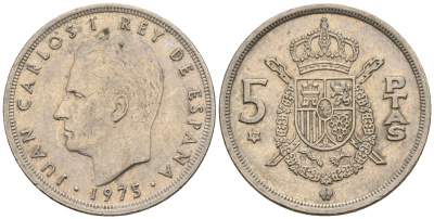 Испания 5 песет 1975 (79) Хуан Карлос I (1975-2014) KM 807 медно-никель 259-341