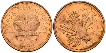 Папуа-Новая Гвинея 2 тойя 1984 Елизавета II (1953-) KM 2 бронза 4573-1253