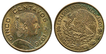 Мексика 5 сентаво 1976 Жозефа Ортис де Домингес KM 427 латунь 75-911