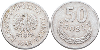 Польша 50 грошей 1949 Y 44a алюминий 4122-642