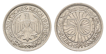 Германия 50 рейхспфеннигов 1928 E KM 49, J. 324 никель 4164-256