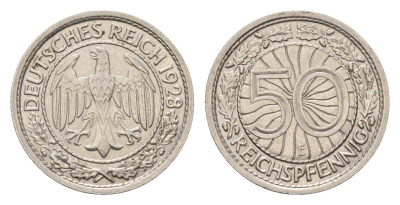Германия 50 рейхспфеннигов 1928 E KM 49, J. 324 никель 4164-256