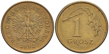 ПОЛЬША 1 ГРОШ 1992 MW KM 276 латунь 214-752