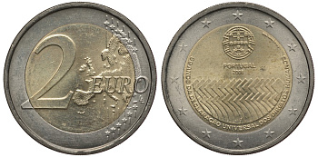 ПОРТУГАЛИЯ 2 ЕВРО 2008 60 ЛЕТ ДЕКЛАРАЦИИ ПРАВ ЧЕЛОВЕКА KM 784 биметалл 3856-643