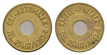 ФРГ жетон для торгового автомата - Coffee Partner ND (1973-1985) диаметр 20 мм, вес 3,5 гр латунь aUNC 4655-721